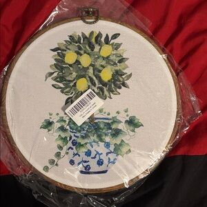 Lemon Tree Embroidery Hoop Art